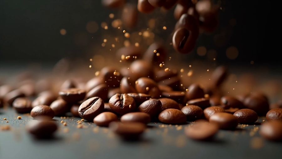 Close-up of roasted coffee beans